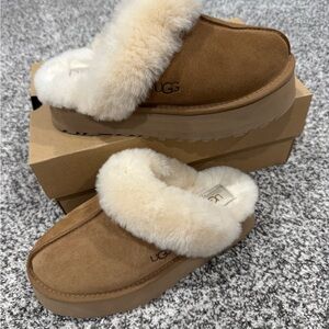 UGG Brown and Cream Sheepskin Slippers